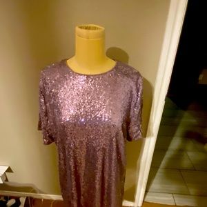 Purple sequin shirt dress